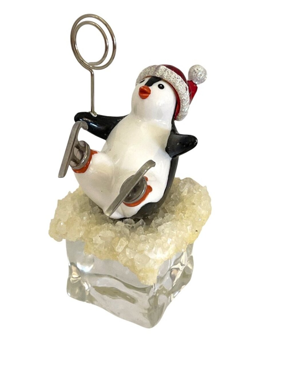Photo Place Card Memo Holder Penguin Retro Skater Winter Snow Holiday Christmas - Picture 2 of 8